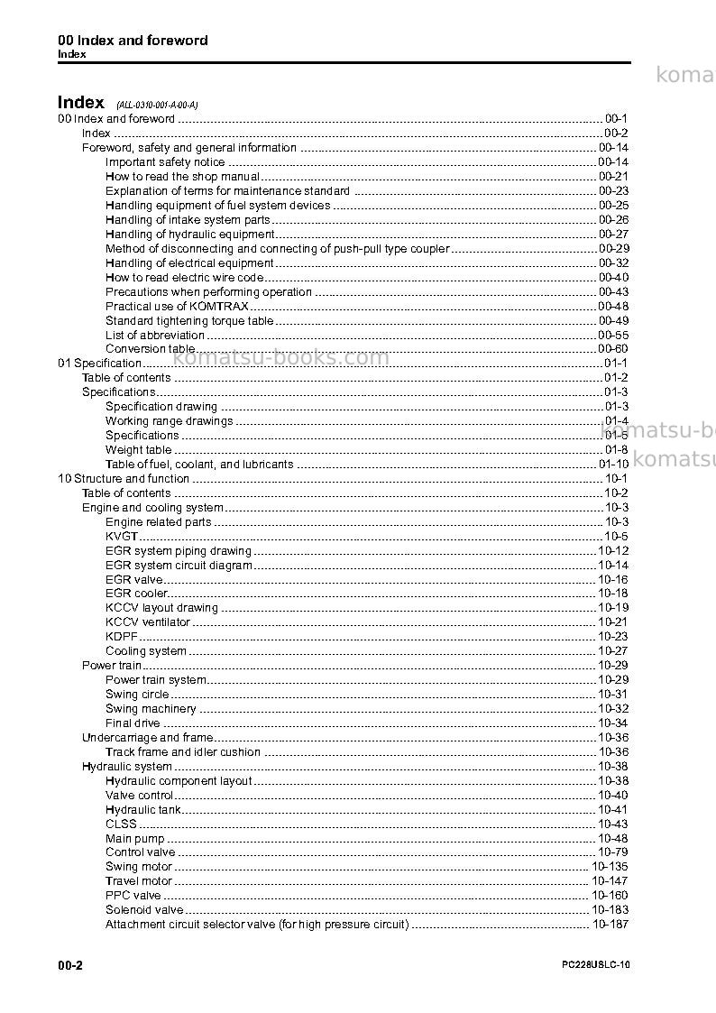 Komatsu pc228uslc-10jpn Repair & maintenance cover Page 4 Komatsu pc228uslc-10jpn Repair & maintenance cover Page 4