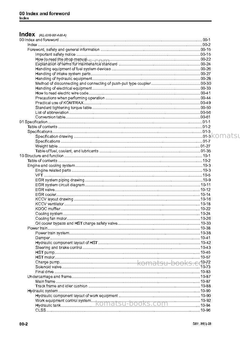Komatsu d39exi-23jpn Repair & maintenance cover Page 4 Komatsu d39exi-23jpn Repair & maintenance cover Page 4