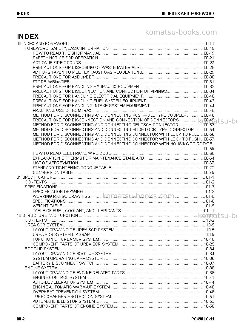 Komatsu pc490lc-11jpn Repair & maintenance cover Page 4 Komatsu pc490lc-11jpn Repair & maintenance cover Page 4