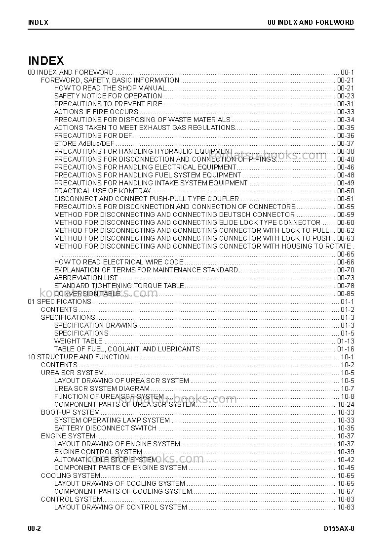 Komatsu d155ax-8jpn Repair & maintenance cover Page 4 Komatsu d155ax-8jpn Repair & maintenance cover Page 4