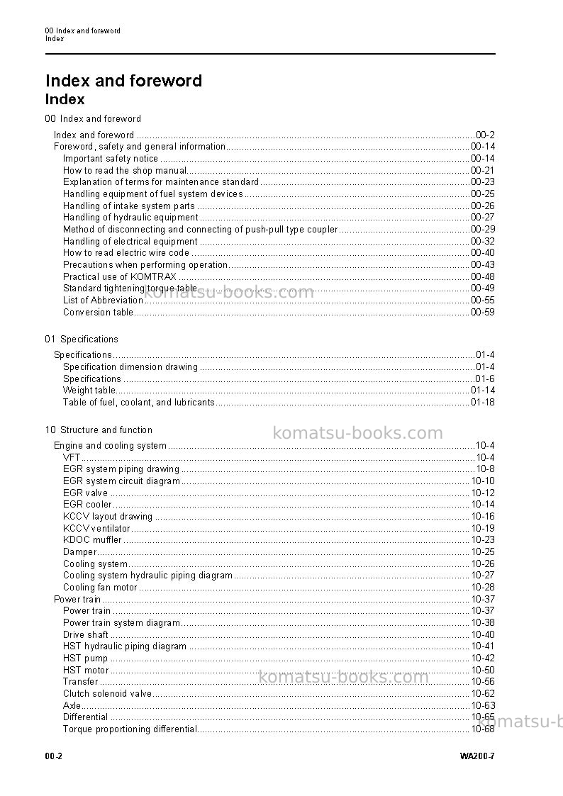 Komatsu wa200-7jpn Repair & maintenance cover Page 4