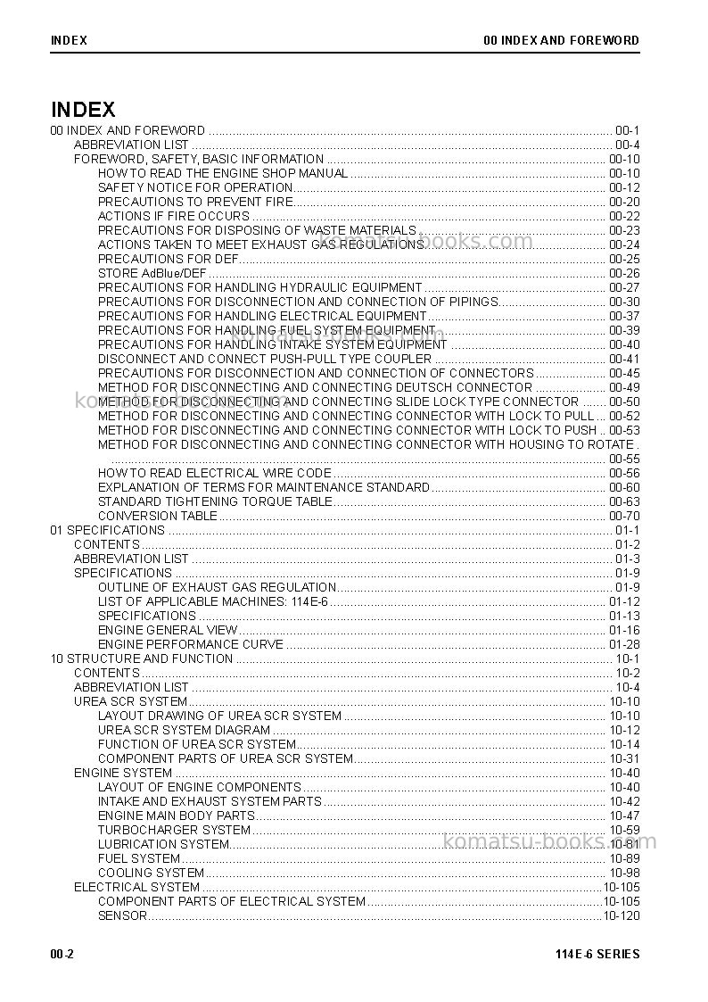 Komatsu 6d114e-6jpn Repair & maintenance cover Page 4 Komatsu 6d114e-6jpn Repair & maintenance cover Page 4