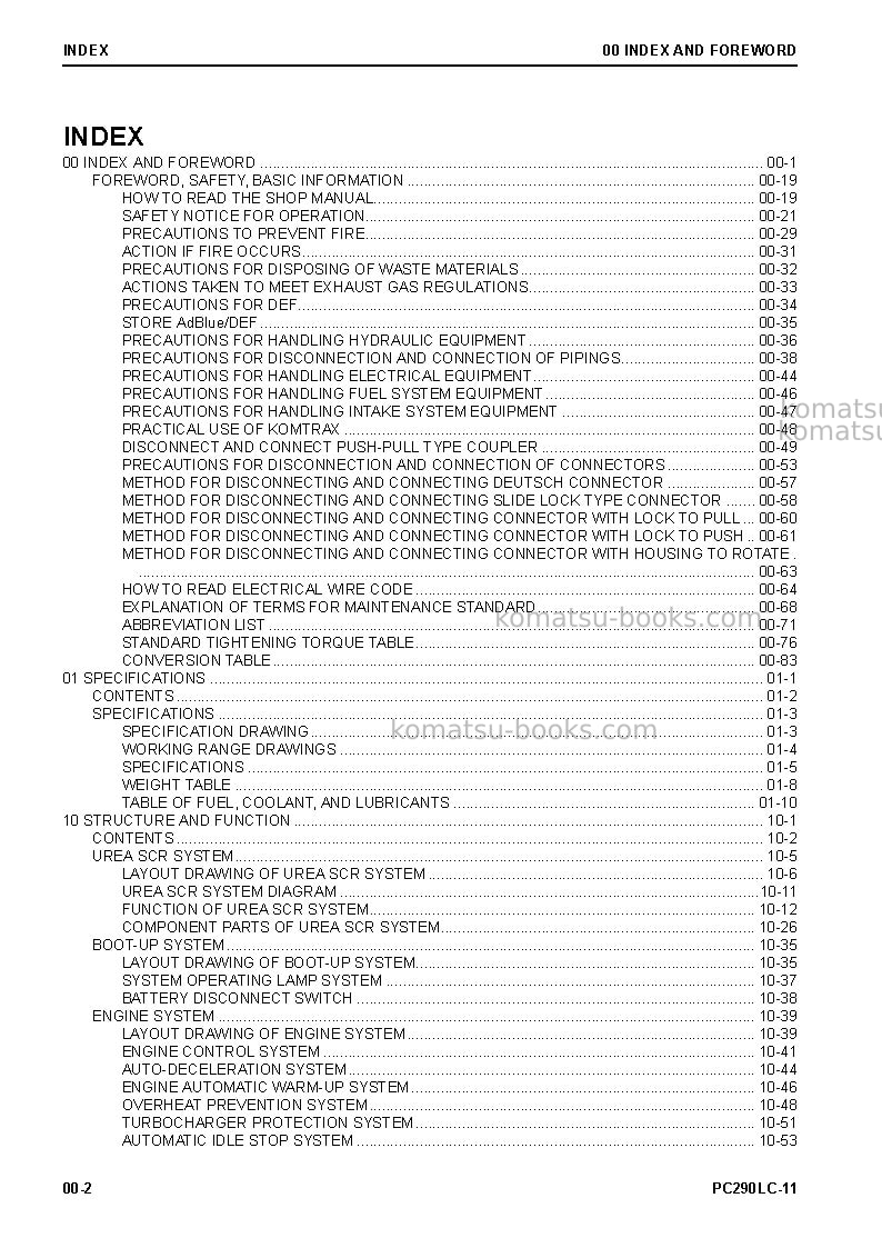 Komatsu pc290lc-11jpn Repair & maintenance cover Page 4 Komatsu pc290lc-11jpn Repair & maintenance cover Page 4