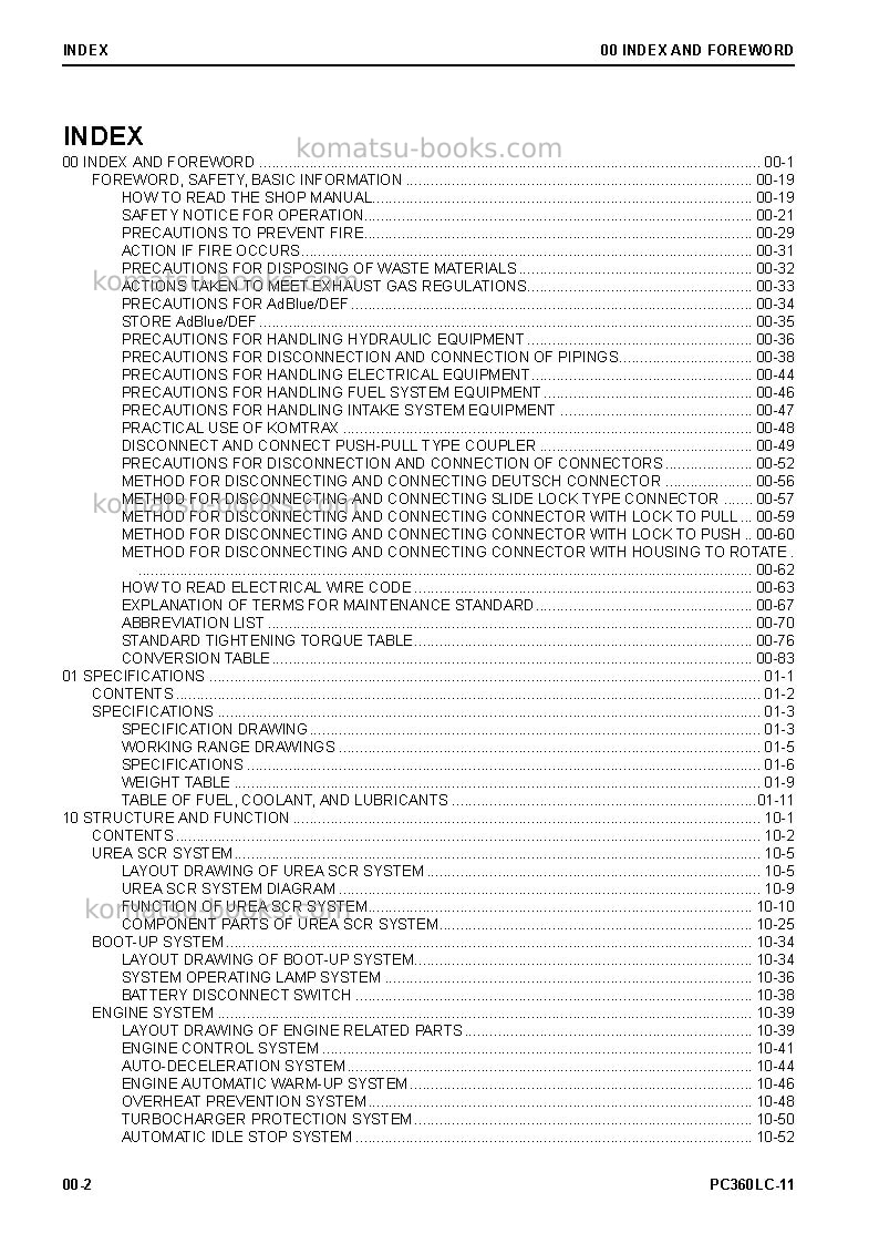 Komatsu pc360lc-11jpn Repair & maintenance cover Page 4