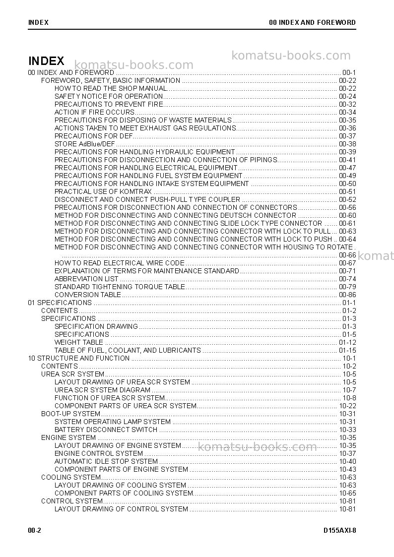 Komatsu d155axi-8jpn Repair & maintenance cover Page 4