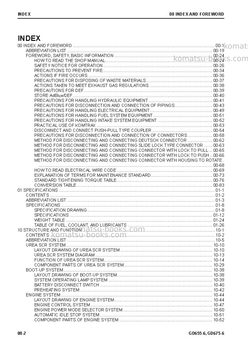 Komatsu gd655-6jpn Repair & maintenance cover Page 4 Komatsu gd655-6jpn Repair & maintenance cover Page 4
