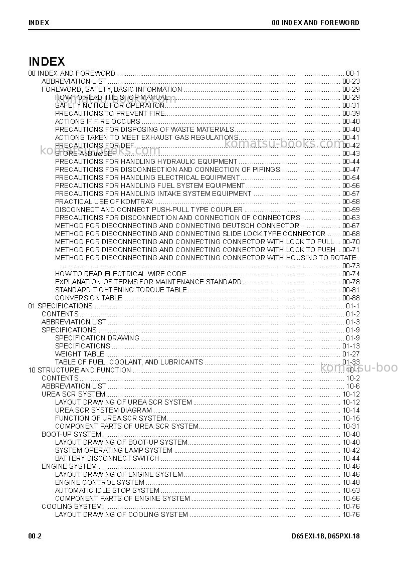 Komatsu d65exi-18jpn Repair & maintenance cover Page 4