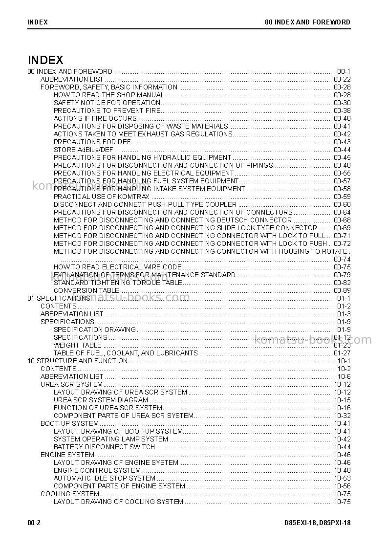 Komatsu d85exi-18jpn Repair & maintenance cover Page 4 Komatsu d85exi-18jpn Repair & maintenance cover Page 4