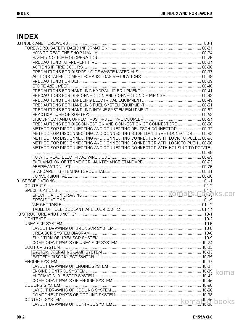 Komatsu d155axi-8jpn-radio control spec. Repair & maintenance cover Page 4