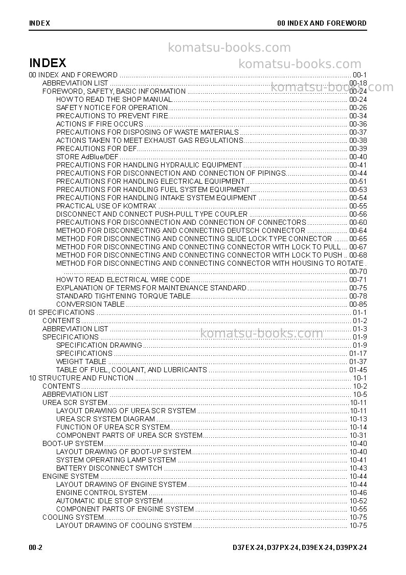 Komatsu d37ex-24jpn Field assembly manual cover Page 4 Komatsu d37ex-24jpn Field assembly manual cover Page 4
