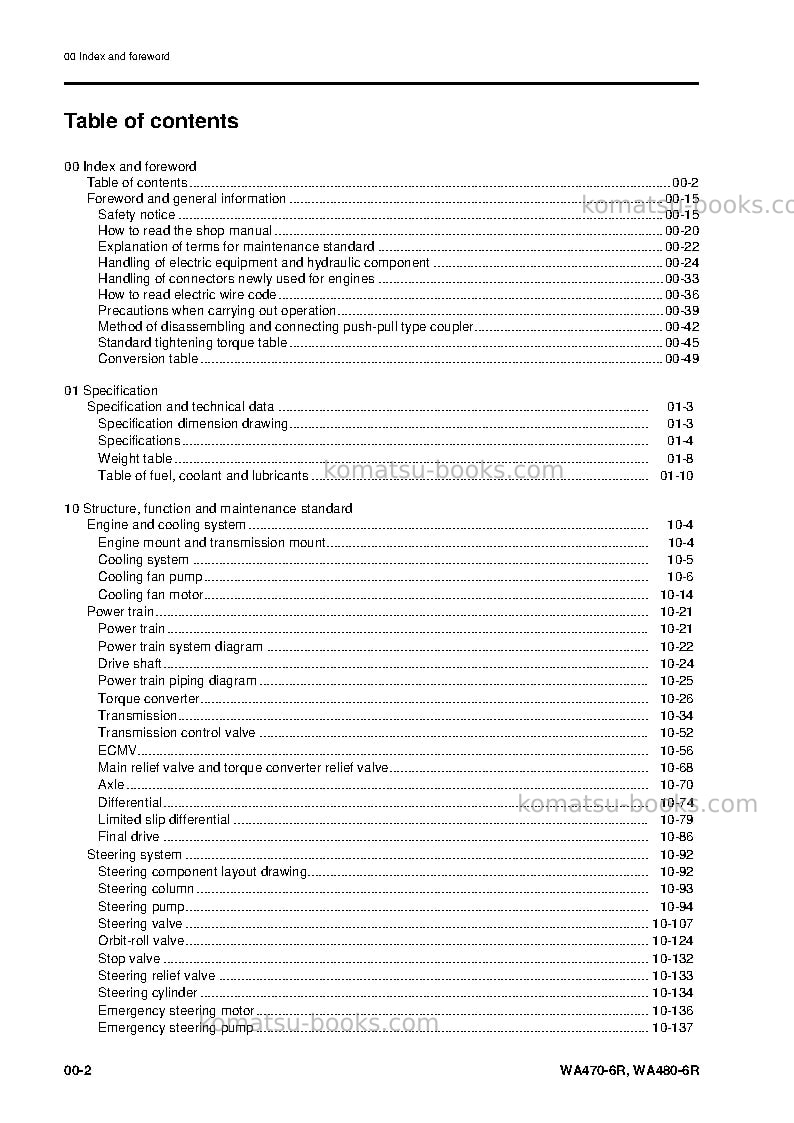 Komatsu wa480-6jpn-r Repair & maintenance cover Page 4 Komatsu wa480-6jpn-r Repair & maintenance cover Page 4