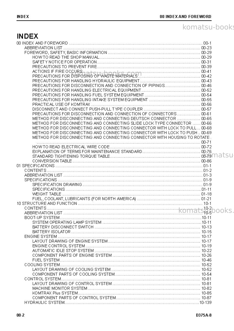 Komatsu d375a-8jpn Repair & maintenance cover Page 4 Komatsu d375a-8jpn Repair & maintenance cover Page 4