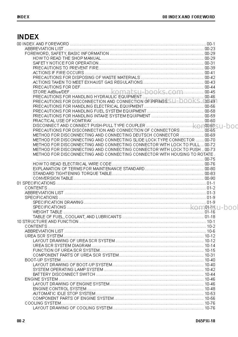 Komatsu d65pxi-18jpn-radio control spec. Repair & maintenance cover Page 4