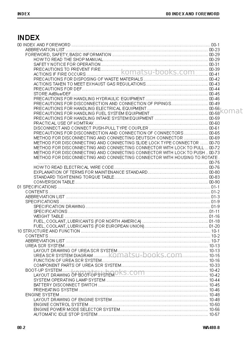 Komatsu wa480-8jpn Repair & maintenance cover Page 4 Komatsu wa480-8jpn Repair & maintenance cover Page 4