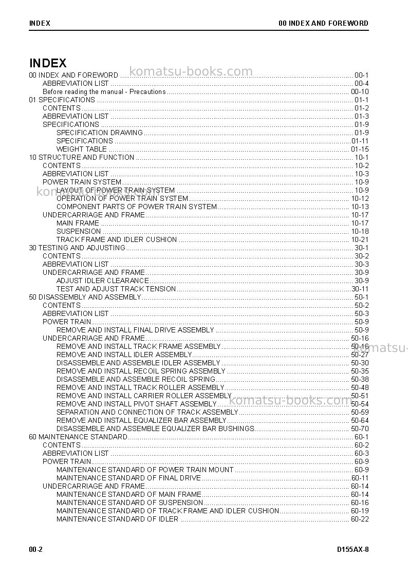 Komatsu d155ax-8jpn-sandy soil spec. Repair & maintenance cover Page 4