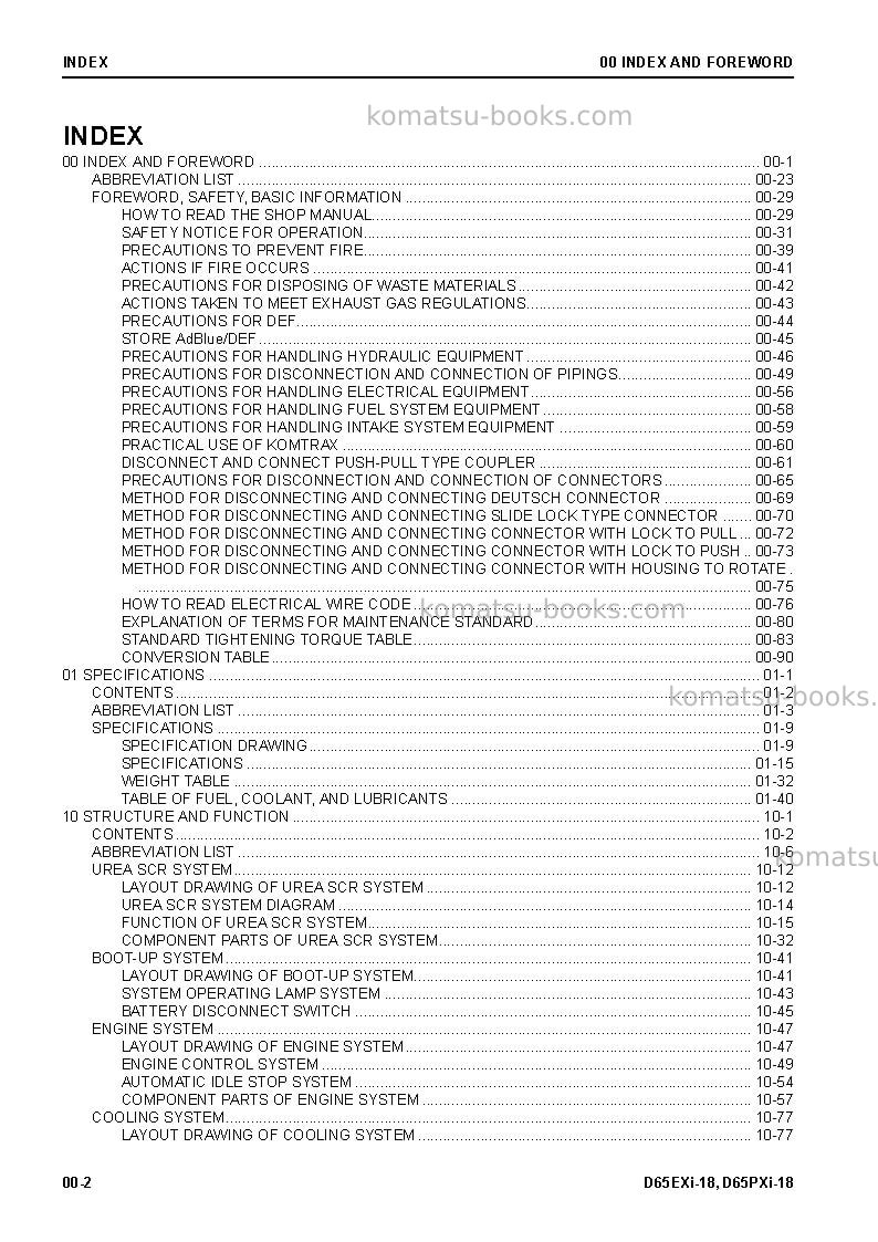 Komatsu d65exi-18jpn Repair & maintenance cover Page 4 Komatsu d65exi-18jpn Repair & maintenance cover Page 4