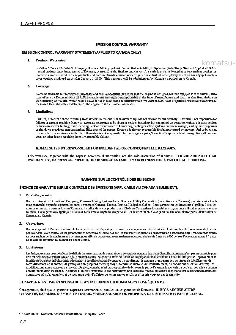 Komatsu pc100-6jpn Manuel d'utilisation couverture Page 4 Komatsu pc100-6jpn Manuel d'utilisation couverture Page 4
