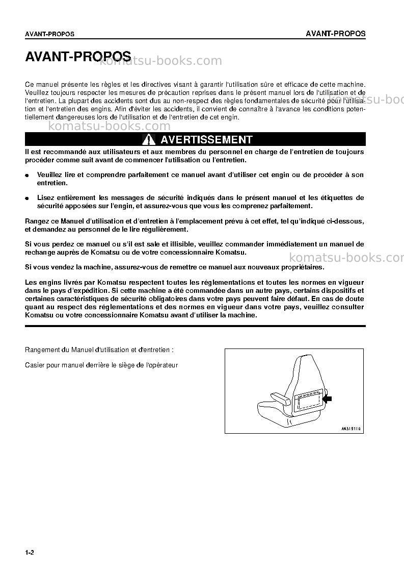 Komatsu pc158us-2jpn Manuel d'utilisation couverture Page 4 Komatsu pc158us-2jpn Manuel d'utilisation couverture Page 4