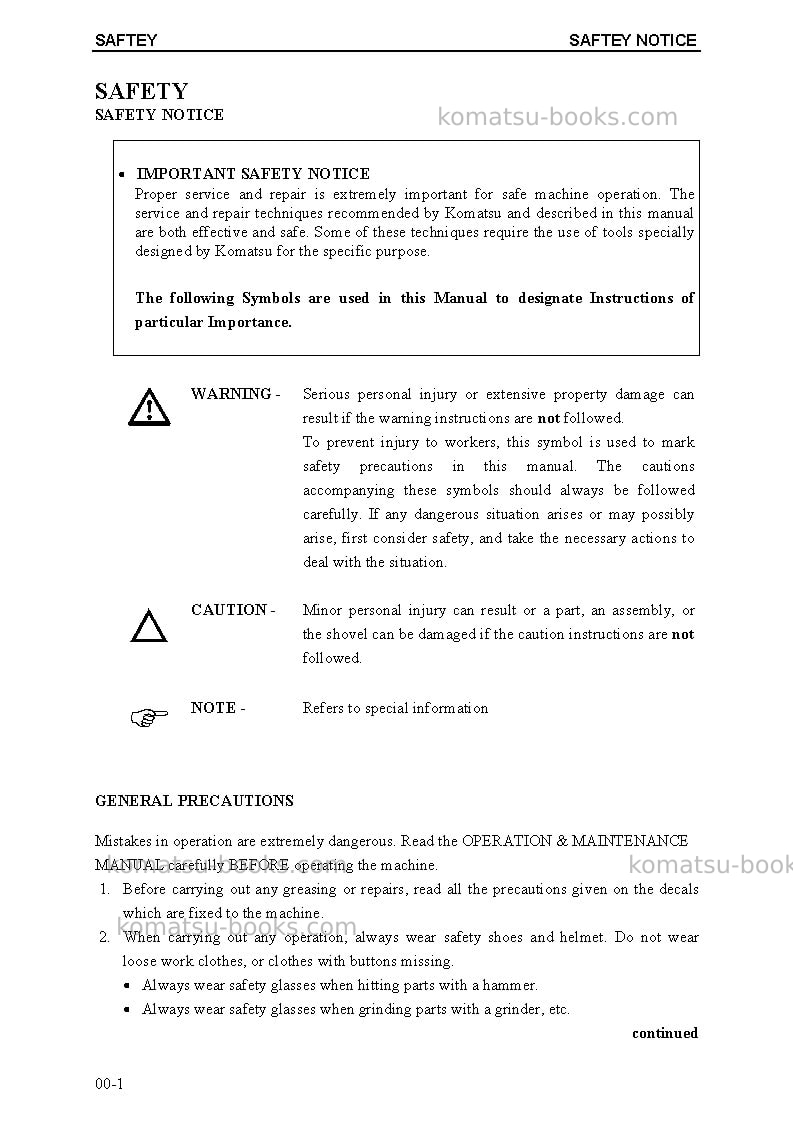 Komatsu pc5500-6deu Repair & maintenance cover Page 4 Komatsu pc5500-6deu Repair & maintenance cover Page 4