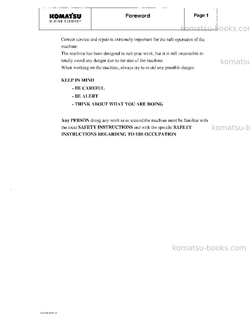 Komatsu pc3000-1deu Repair & maintenance cover Page 4