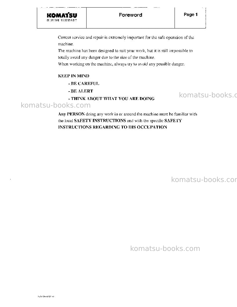 Komatsu pc3000-1deu Repair & maintenance cover Page 4