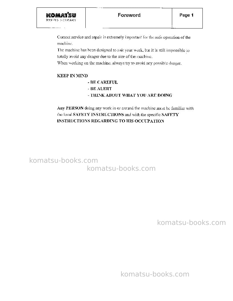 Komatsu pc3000-1deu Repair & maintenance cover Page 4