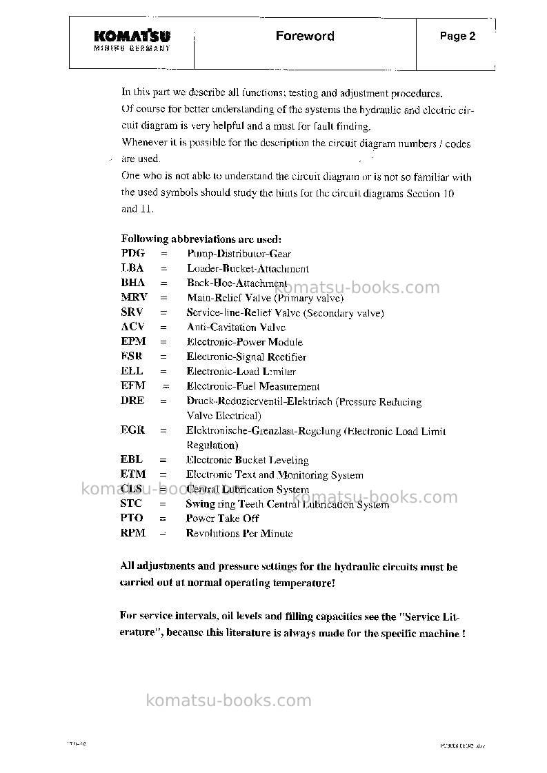 Komatsu pc3000-1deu Repair & maintenance cover Page 4 Komatsu pc3000-1deu Repair & maintenance cover Page 4