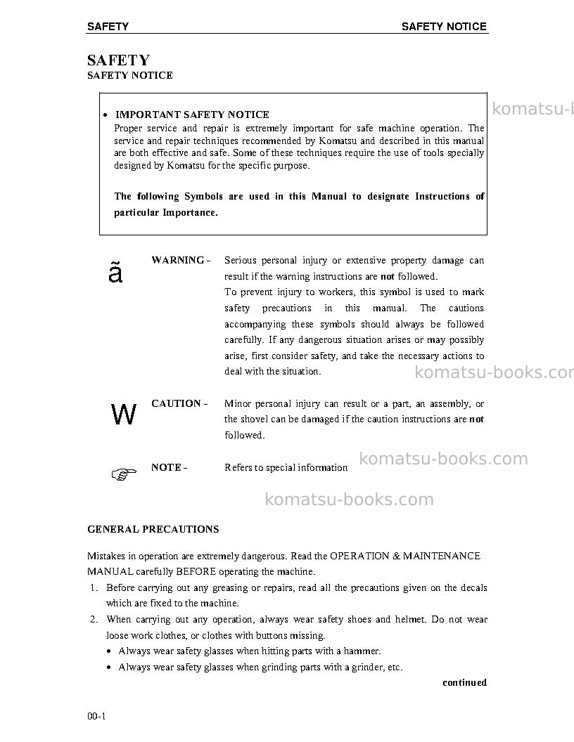 Komatsu pc4000-6deu Repair & maintenance cover Page 4 Komatsu pc4000-6deu Repair & maintenance cover Page 4