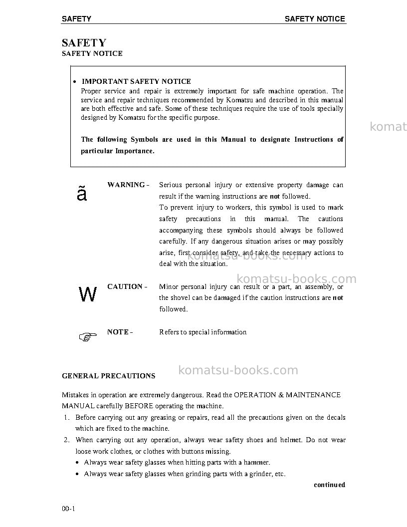 Komatsu pc4000-6deu Repair & maintenance cover Page 4 Komatsu pc4000-6deu Repair & maintenance cover Page 4