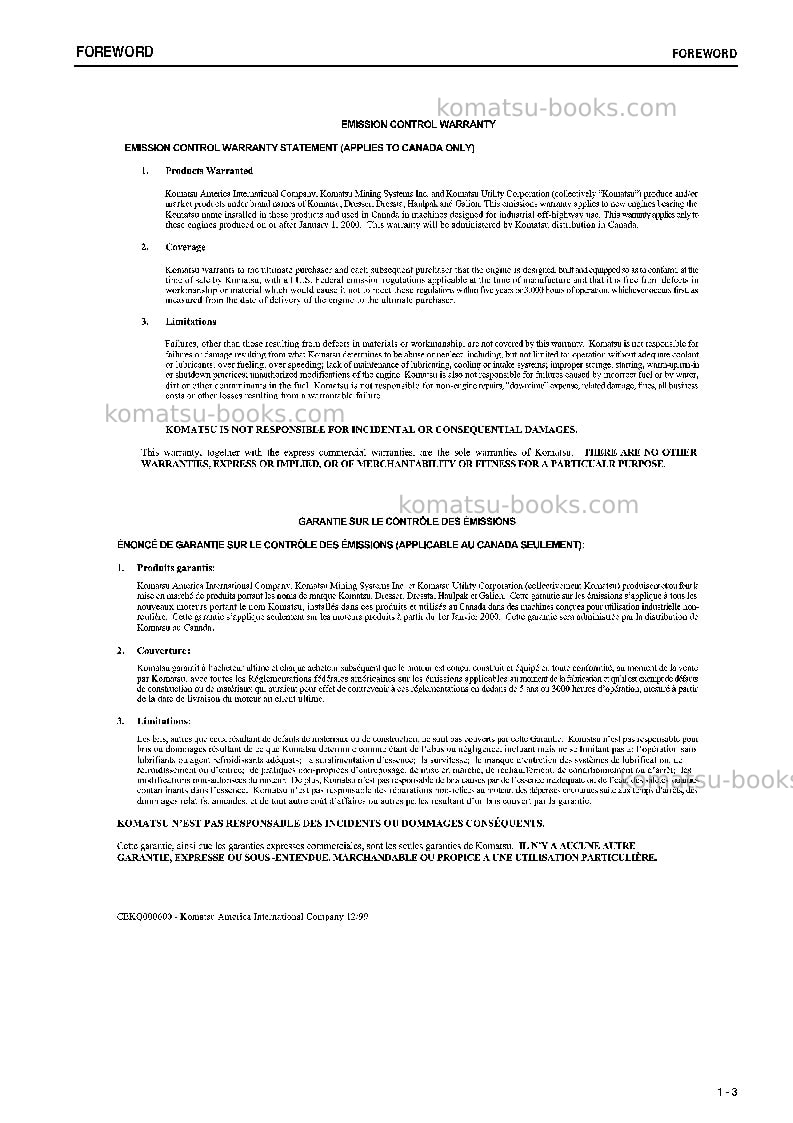 Komatsu d475a-5jpn-for alaska extreme cold terrain Operation manual cover Page 4