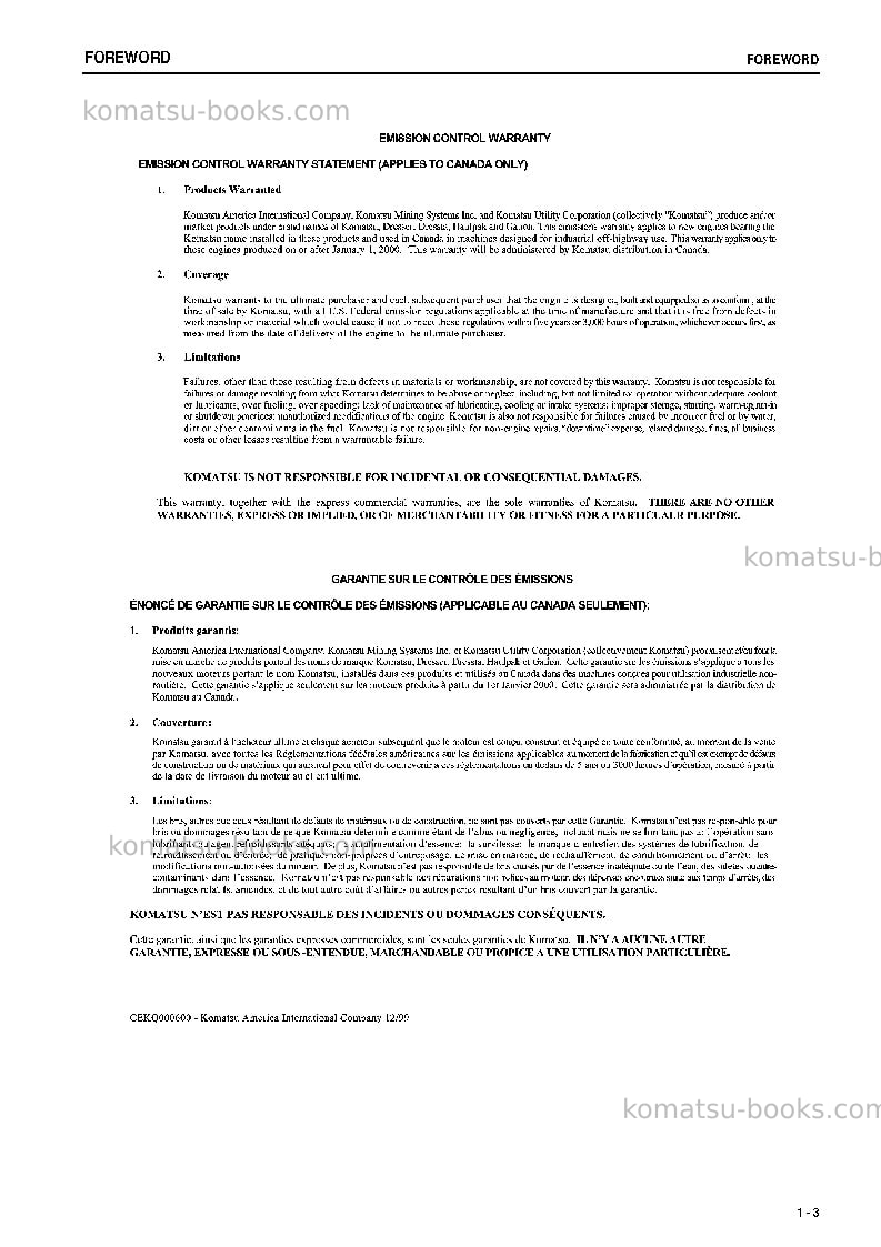 Komatsu pc750-7jpn Operation manual cover Page 4 Komatsu pc750-7jpn Operation manual cover Page 4