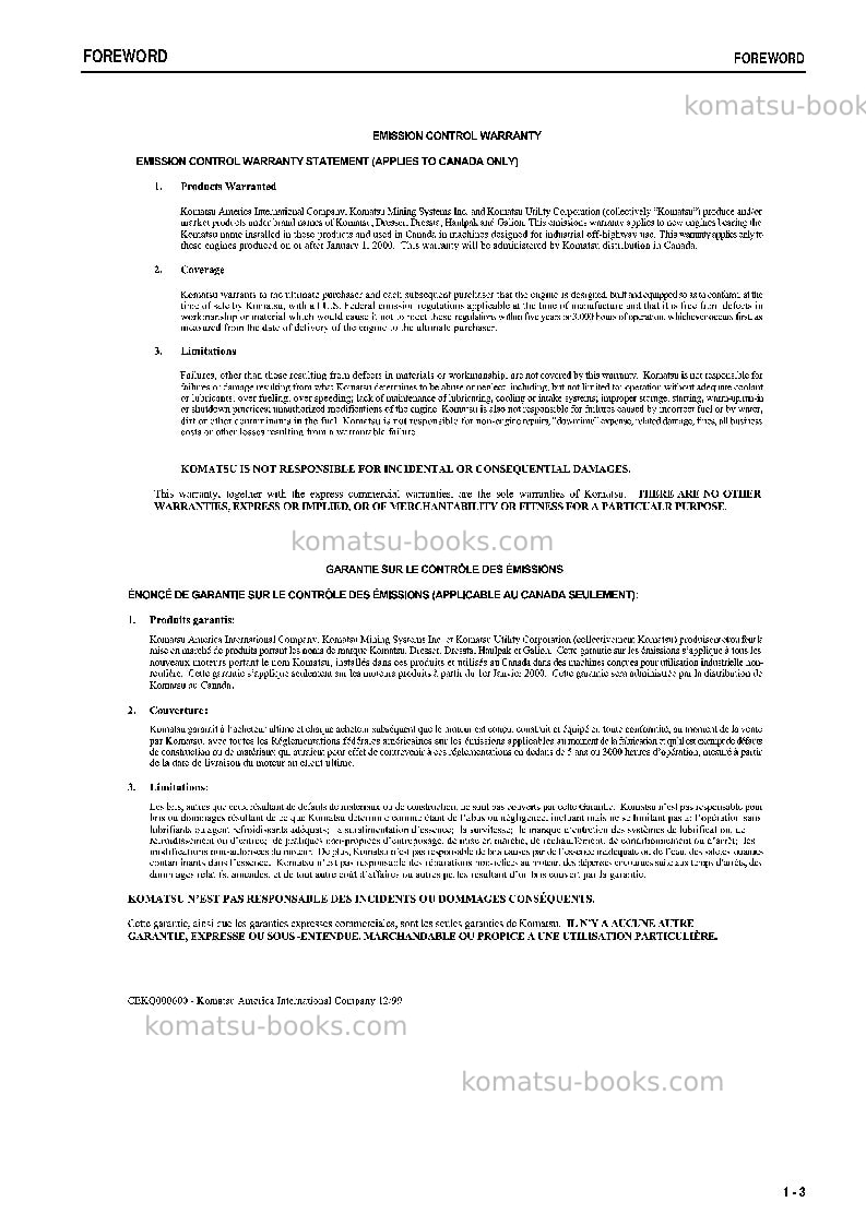 Komatsu wa250l-5jpn Operation manual cover Page 4 Komatsu wa250l-5jpn Operation manual cover Page 4
