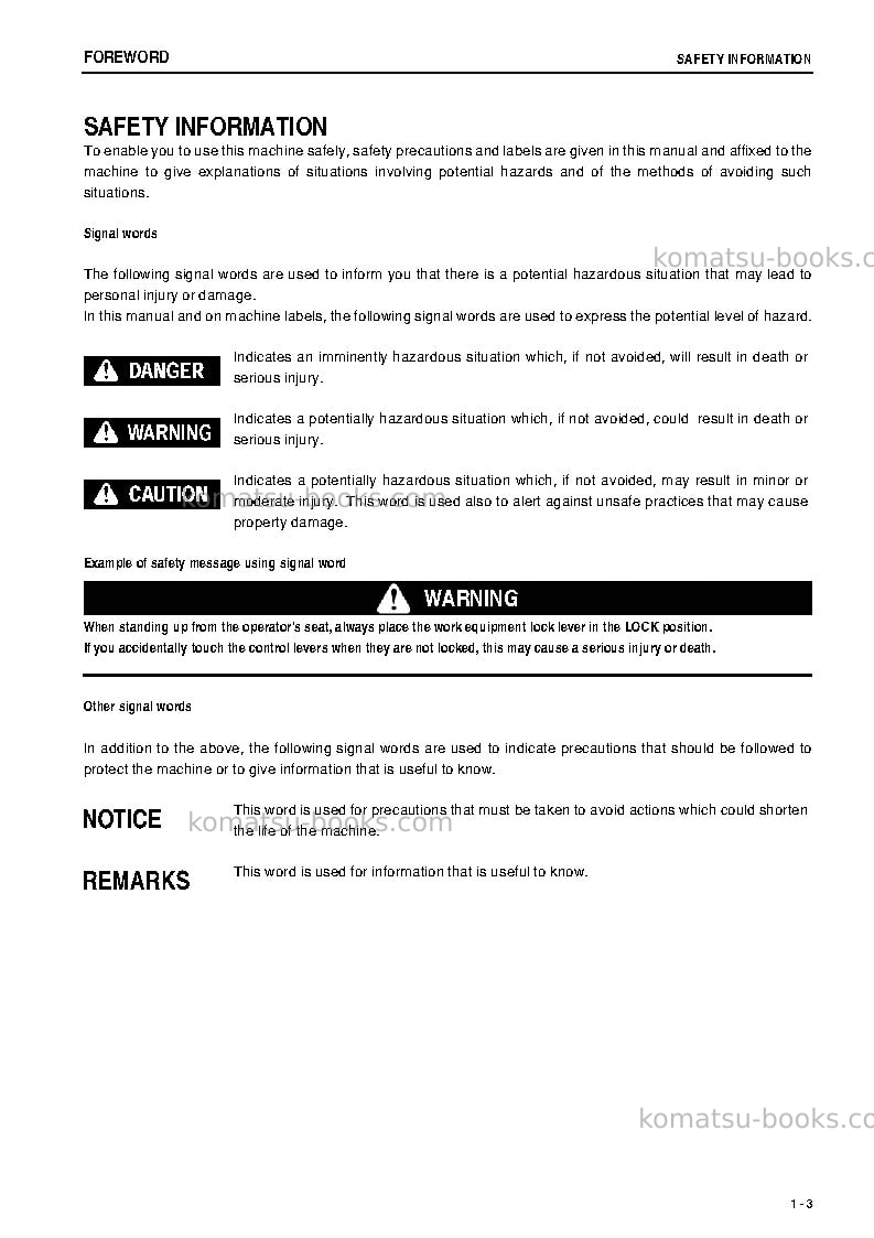 Komatsu wa430-5jpn Operation manual cover Page 4 Komatsu wa430-5jpn Operation manual cover Page 4