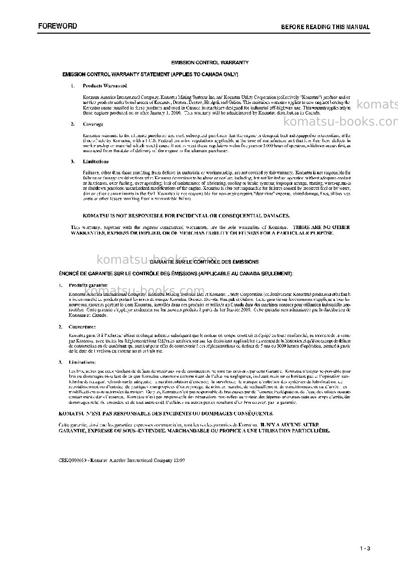 Komatsu wa450-6jpn-for n. america Operation manual cover Page 4 Komatsu wa450-6jpn-for n. america Operation manual cover Page 4