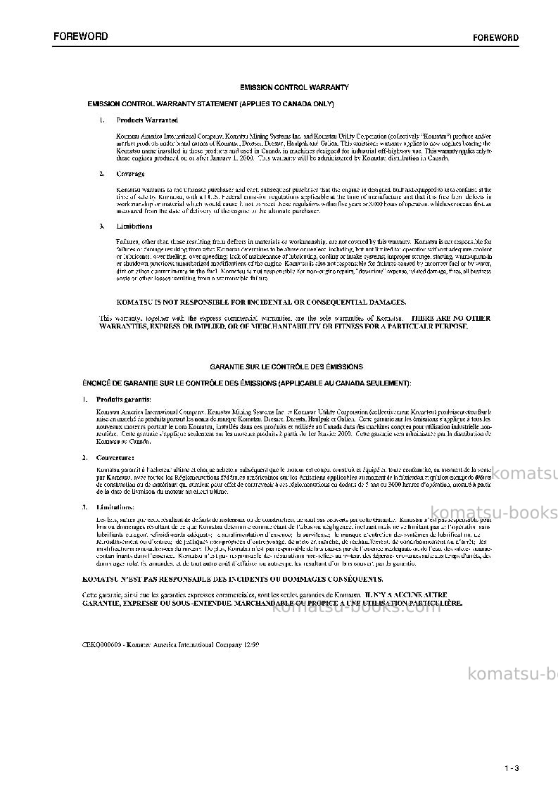 Komatsu pc1250-8jpn Operation manual cover Page 4 Komatsu pc1250-8jpn Operation manual cover Page 4