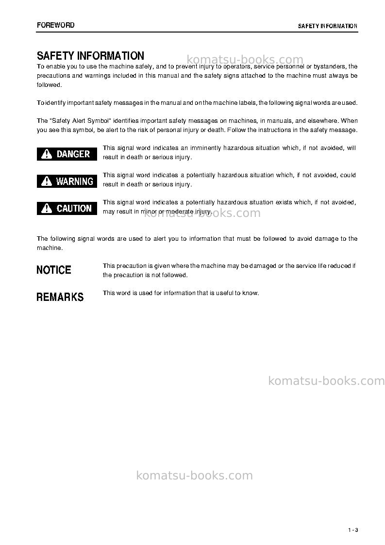 Komatsu gd675-3jpn-e0 Operation manual cover Page 4 Komatsu gd675-3jpn-e0 Operation manual cover Page 4