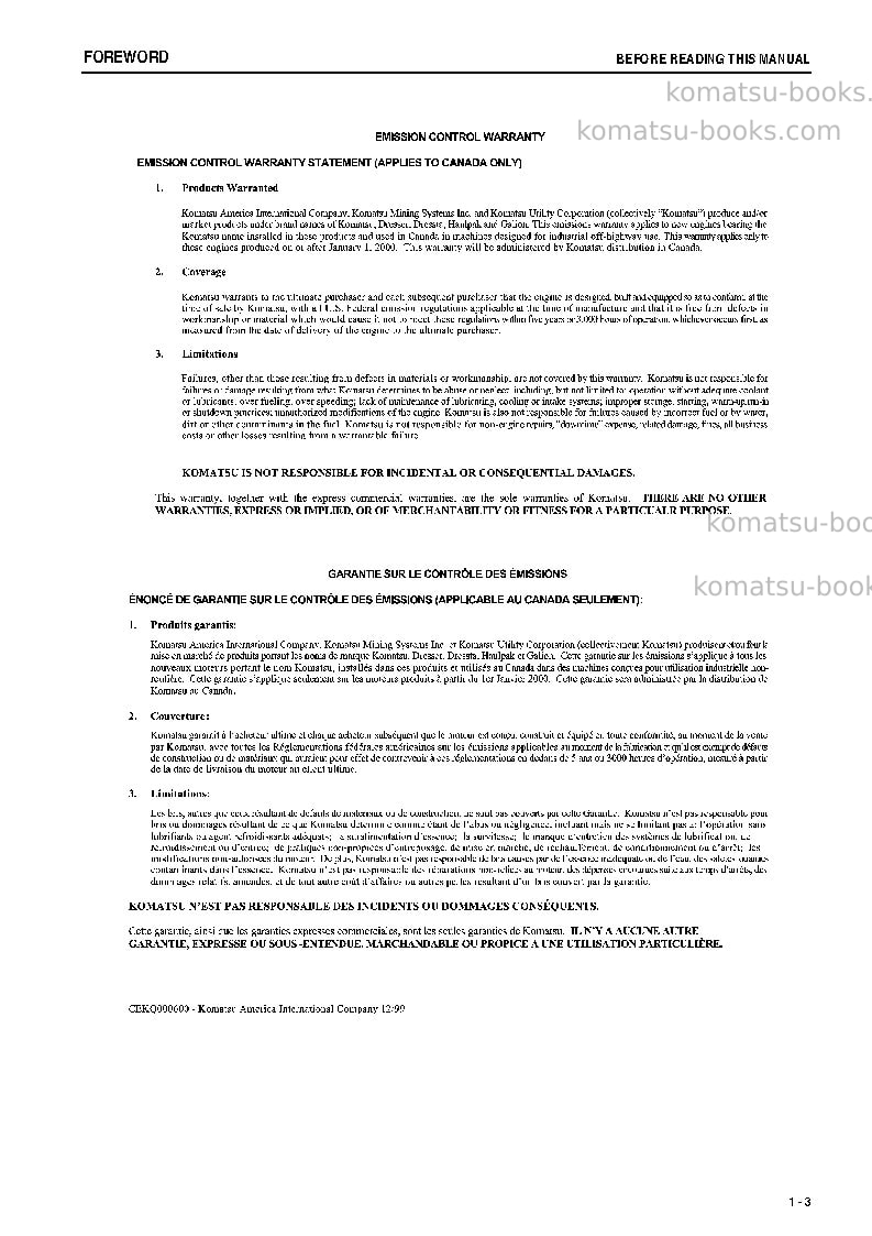 Komatsu wa800-3jpn-e0 Operation manual cover Page 4 Komatsu wa800-3jpn-e0 Operation manual cover Page 4