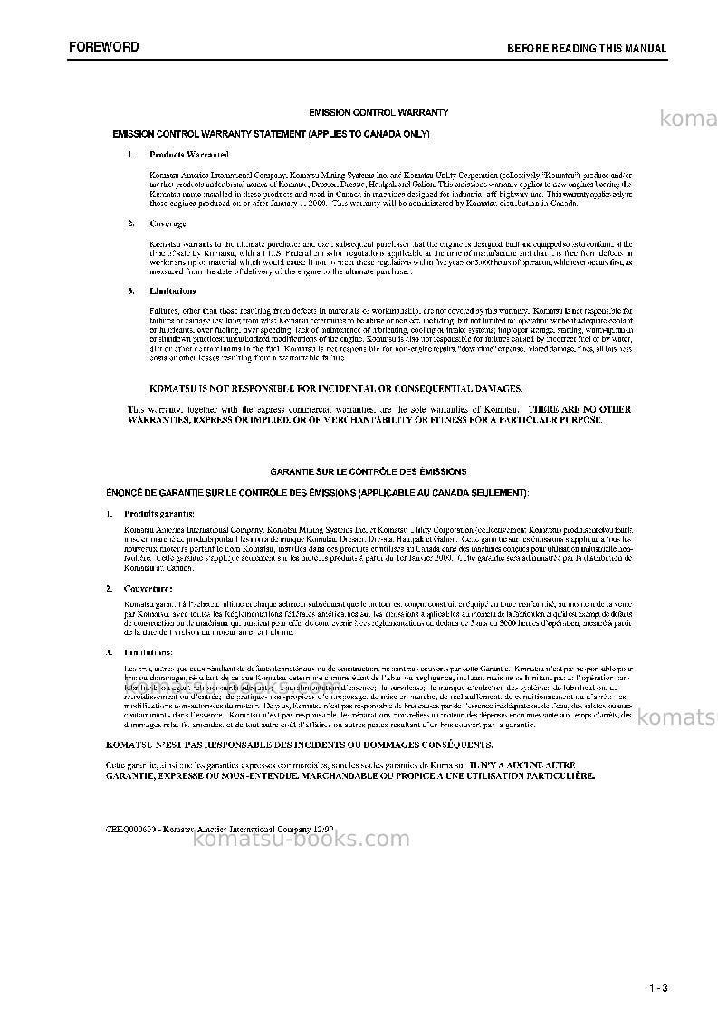 Komatsu wa470-6jpn Operation manual cover Page 4 Komatsu wa470-6jpn Operation manual cover Page 4