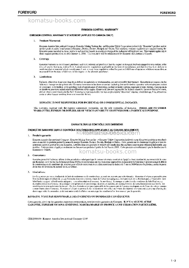 Komatsu d375a-5jpn Operation manual cover Page 4 Komatsu d375a-5jpn Operation manual cover Page 4