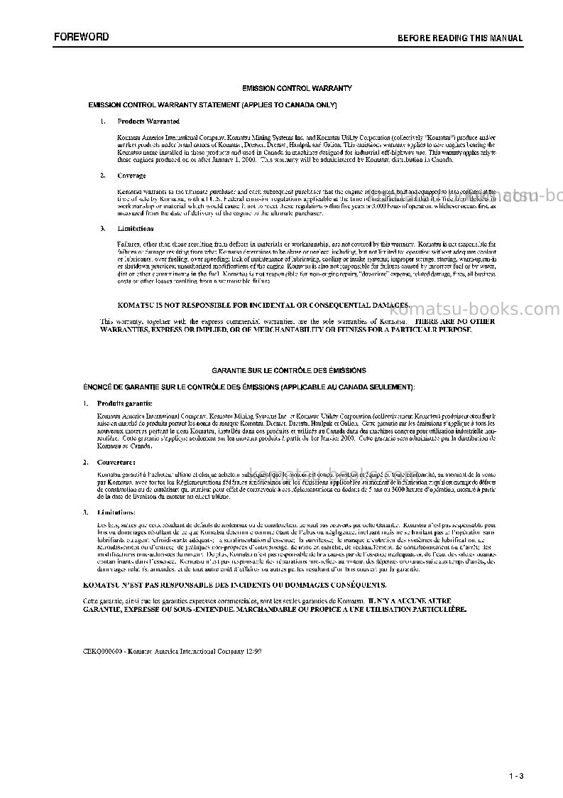 Komatsu pc2000-8jpn--30c degree Operation manual cover Page 4 Komatsu pc2000-8jpn--30c degree Operation manual cover Page 4