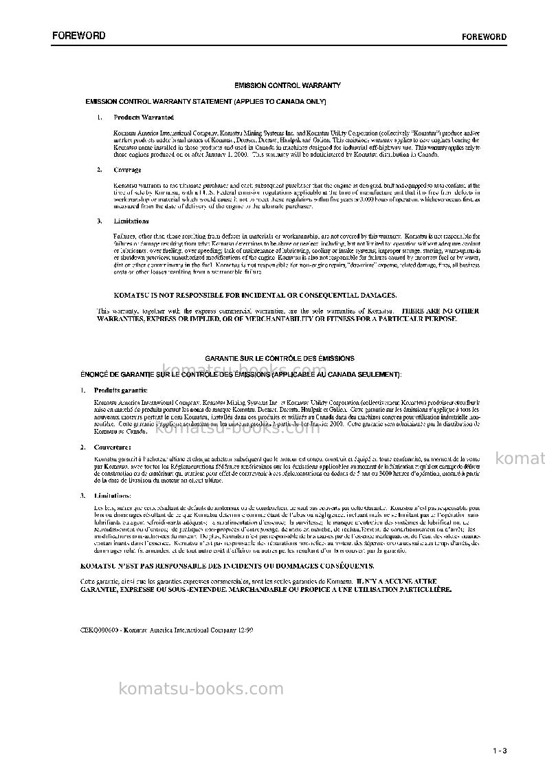 Komatsu d575a-3jpn Operation manual cover Page 4 Komatsu d575a-3jpn Operation manual cover Page 4