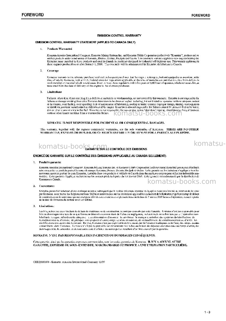 Komatsu pc1250lc-7jpn Operation manual cover Page 4 Komatsu pc1250lc-7jpn Operation manual cover Page 4