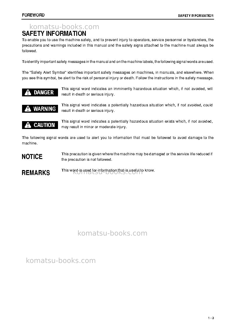 Komatsu pc1250-8jpn-r Operation manual cover Page 4 Komatsu pc1250-8jpn-r Operation manual cover Page 4