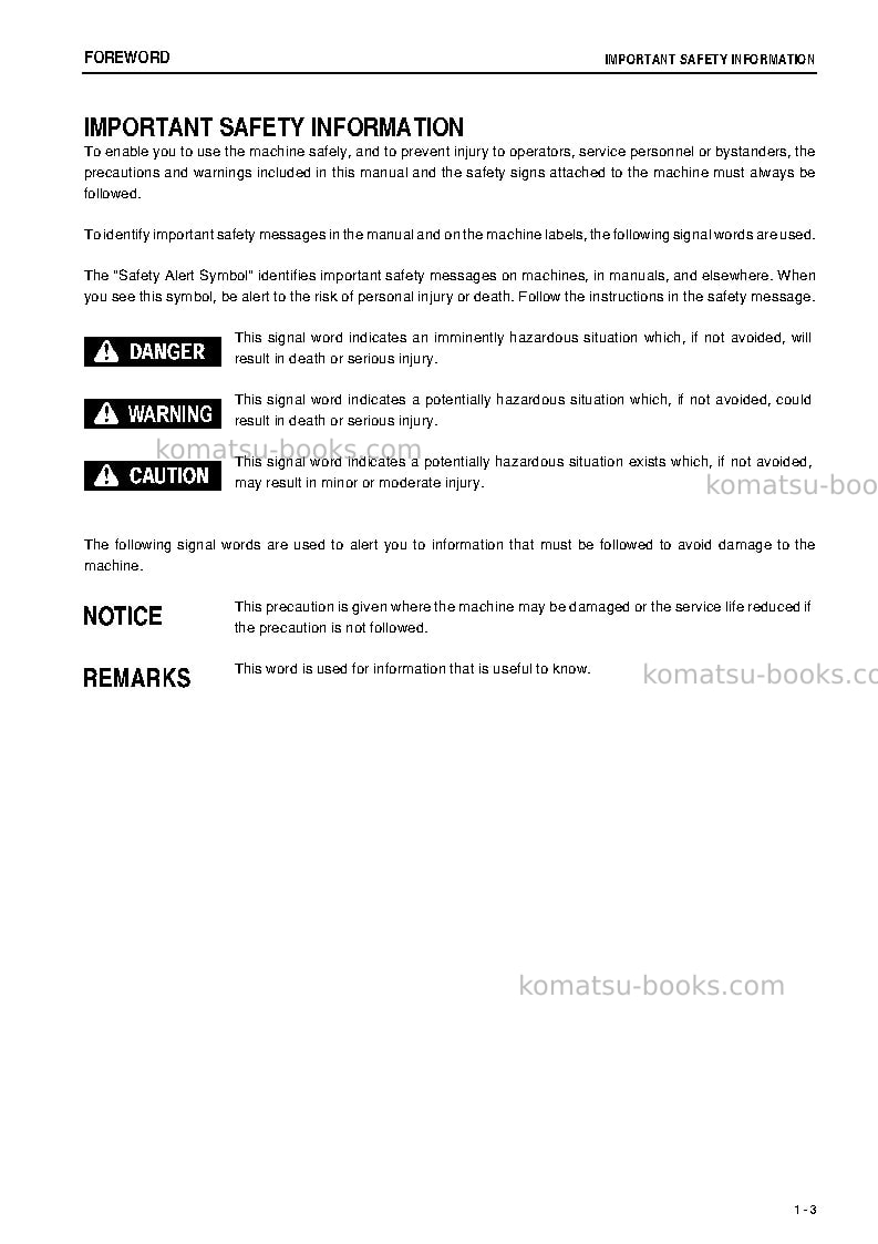 Komatsu d65ex-16jpn Operation manual cover Page 4 Komatsu d65ex-16jpn Operation manual cover Page 4