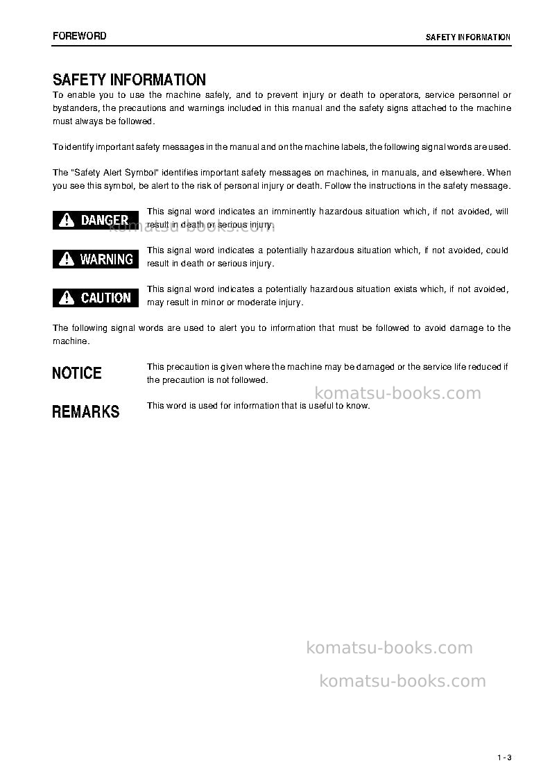Komatsu wa320pz-6jpn-for n.america Operation manual cover Page 4