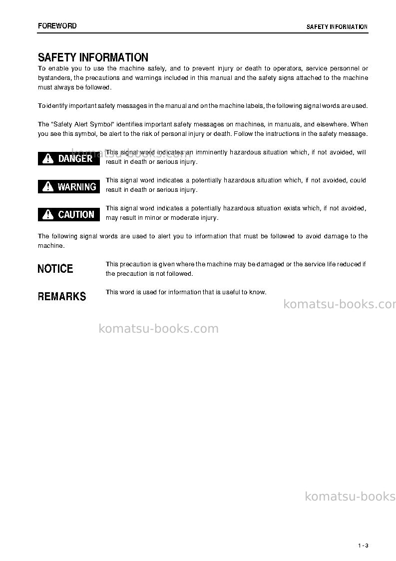 Komatsu d475a-5jpn-e0 Operation manual cover Page 4