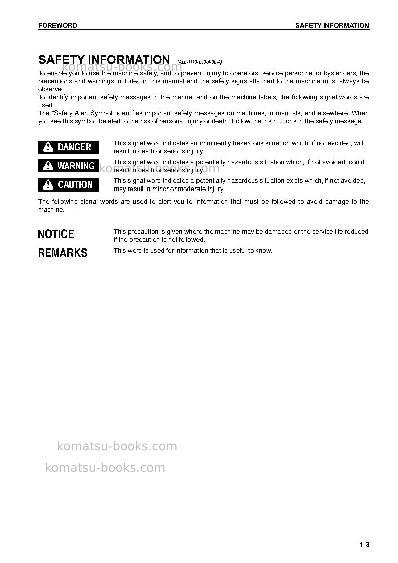 Komatsu hm300-3jpn Operation manual cover Page 4 Komatsu hm300-3jpn Operation manual cover Page 4