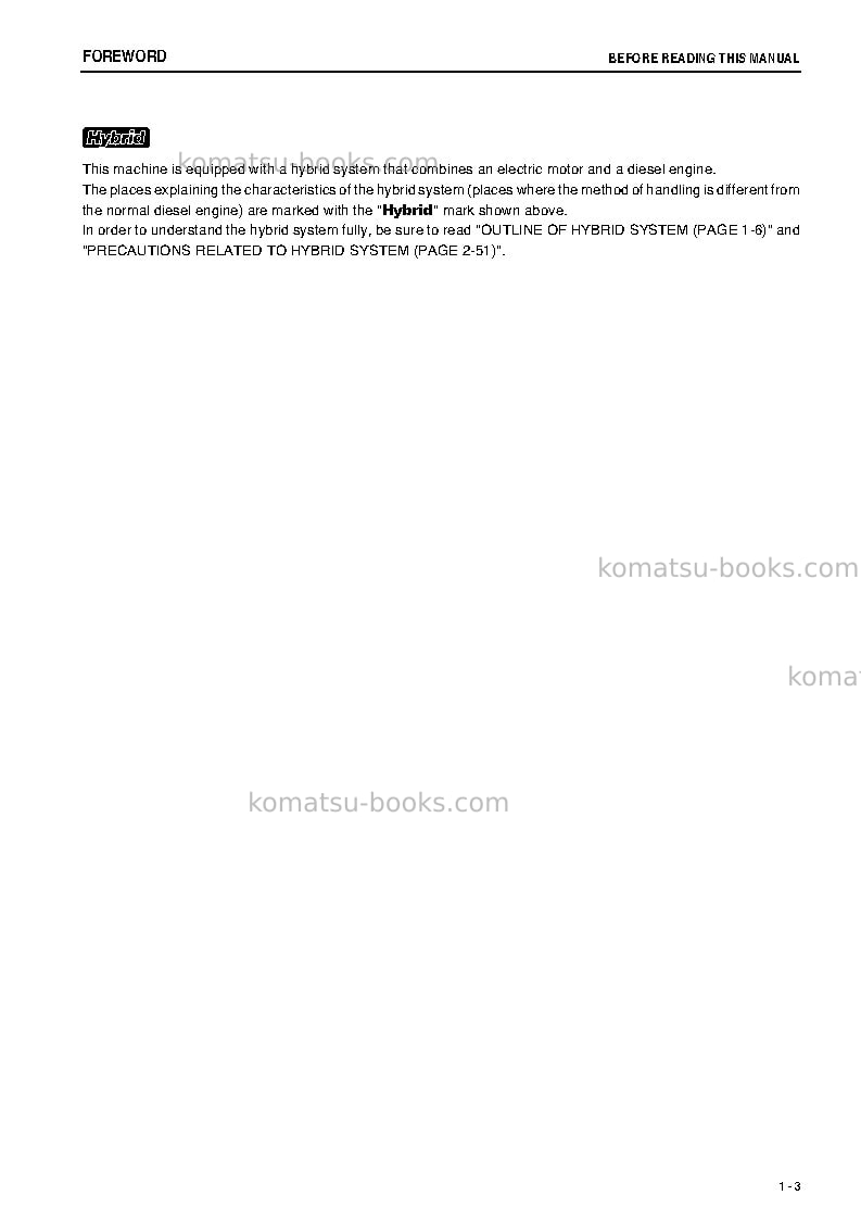 Komatsu hb215lc-1jpn-hybrid greasing interval 500 hour Operation manual cover Page 4 Komatsu hb215lc-1jpn-hybrid greasing interval 500 hour Operation manual cover Page 4