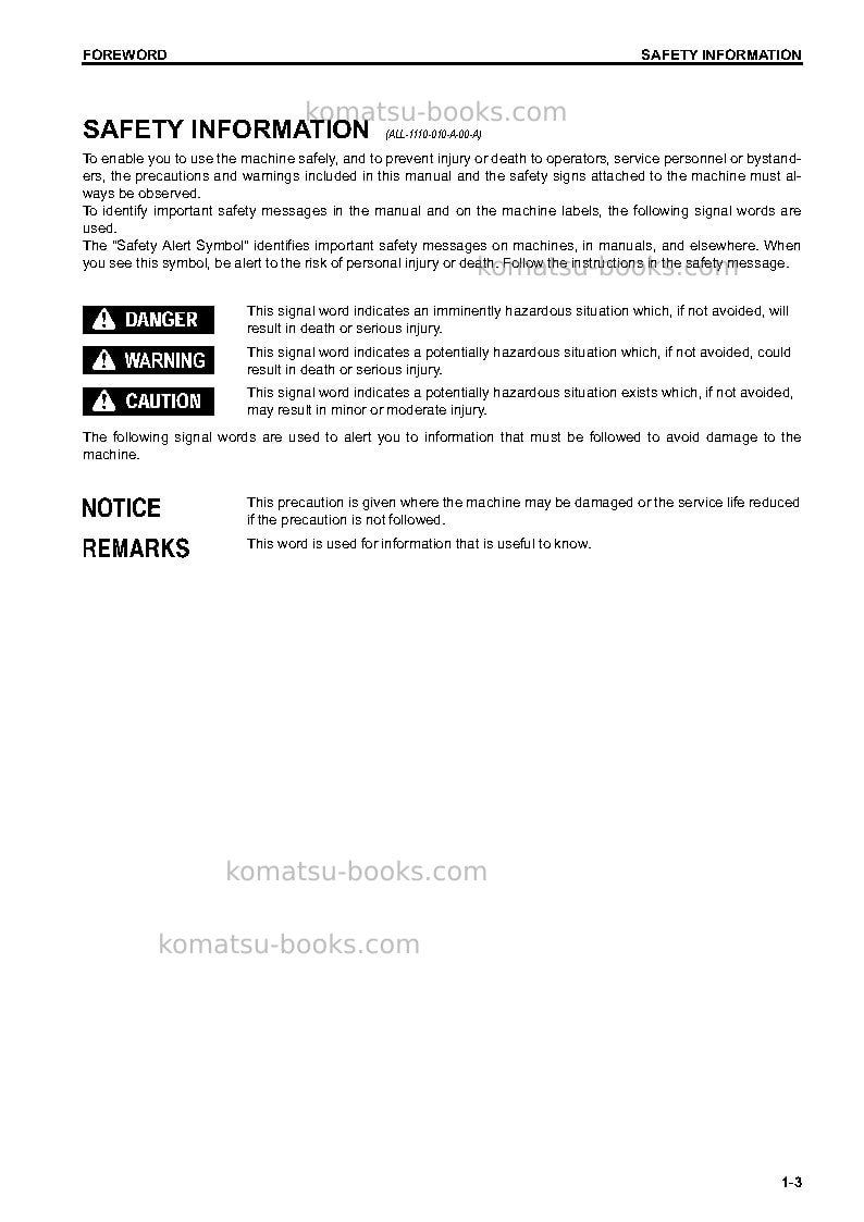 Komatsu wa380-7jpn Operation manual cover Page 4