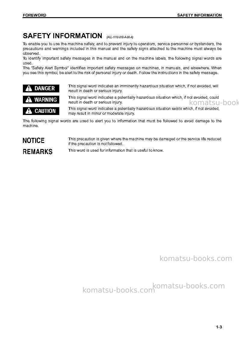 Komatsu hm400-3jpn Operation manual cover Page 4 Komatsu hm400-3jpn Operation manual cover Page 4